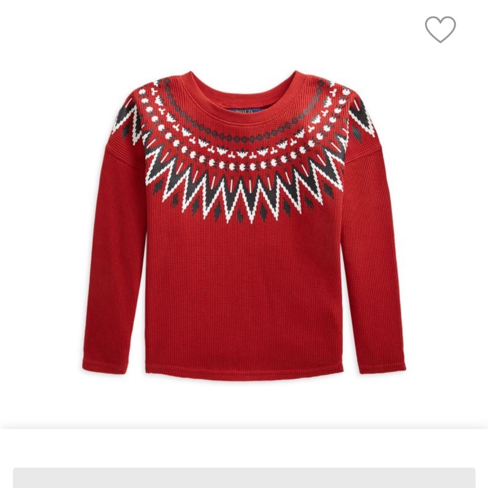 Polo Ralph Lauren Fair Isle Waffle Knit Top in Red